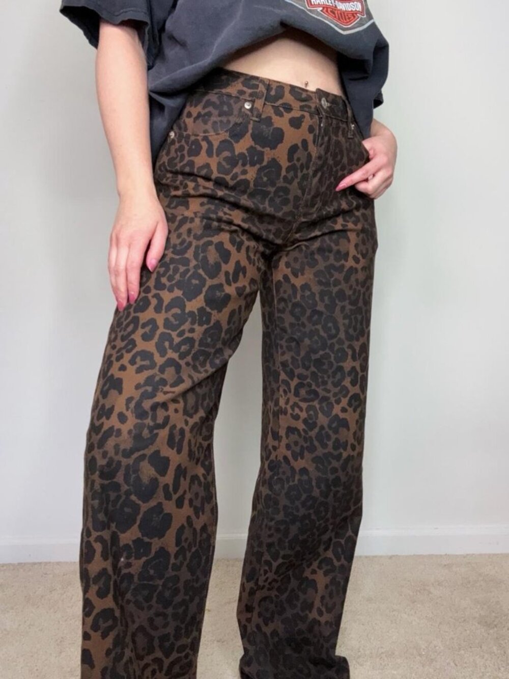 Cheetah Print High Rise Jeans - Picture 2 of 7